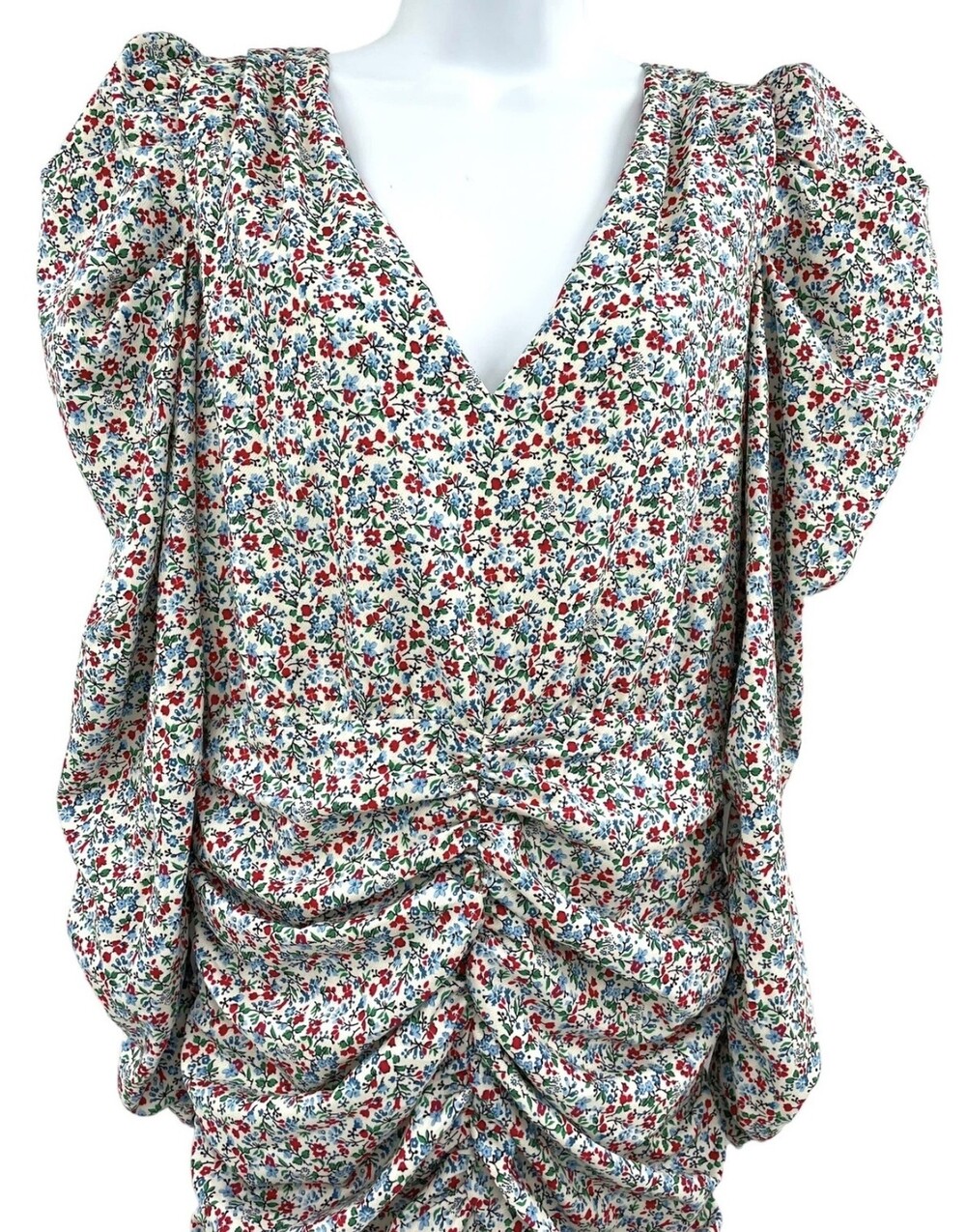 Notes Du Nord Dress Womens 38 Floral Ruffle Ruched Naya Puff Sleeve Symphony - Picture 6 of 16